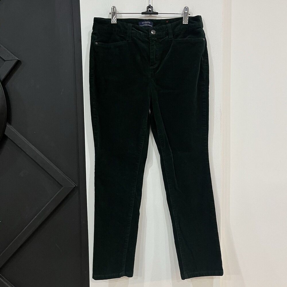 Talbots Green High Waist Straight Leg Corduroy Pants Women’s Size 10 Petite